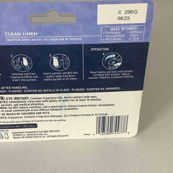 Glade PlugIns Clean Linen Scented Oil Refills 0.67 Fl. Oz Each 3 Pack NEW - Picture 6 of 6
